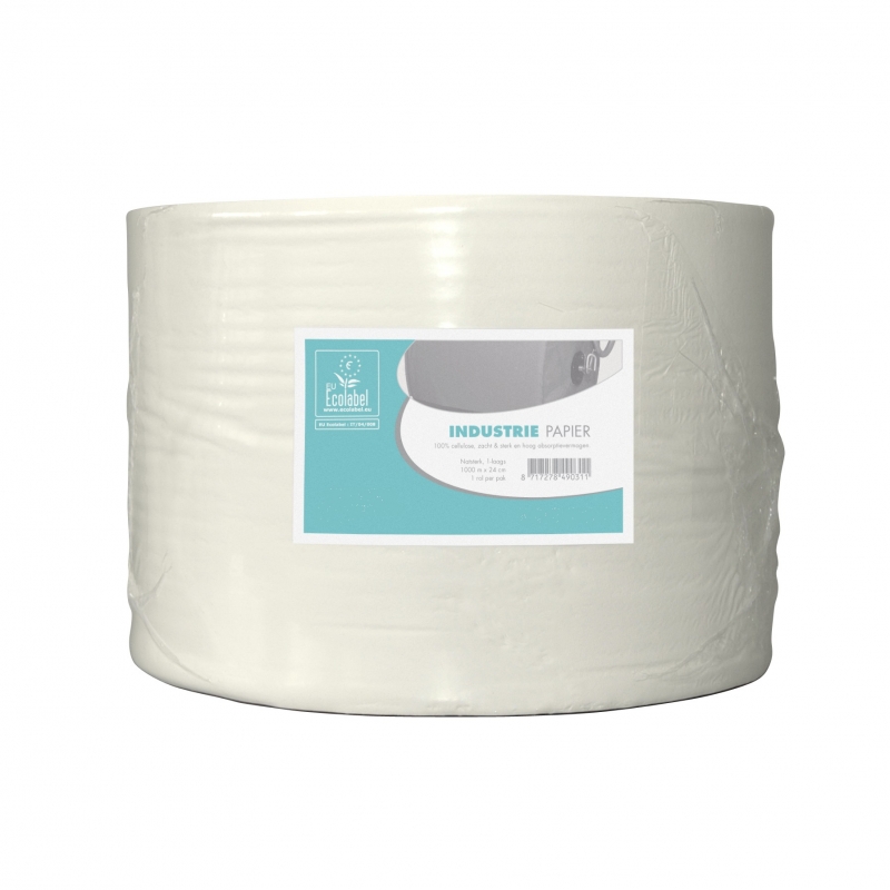 Poetsrol industrierol wit, lengte 1000 m.